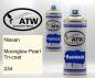 Preview: Nissan, Moonglow Pearl Tricoat, 234: 400ml Sprühdose + 400ml Klarlack - Set, von ATW Autoteile West.